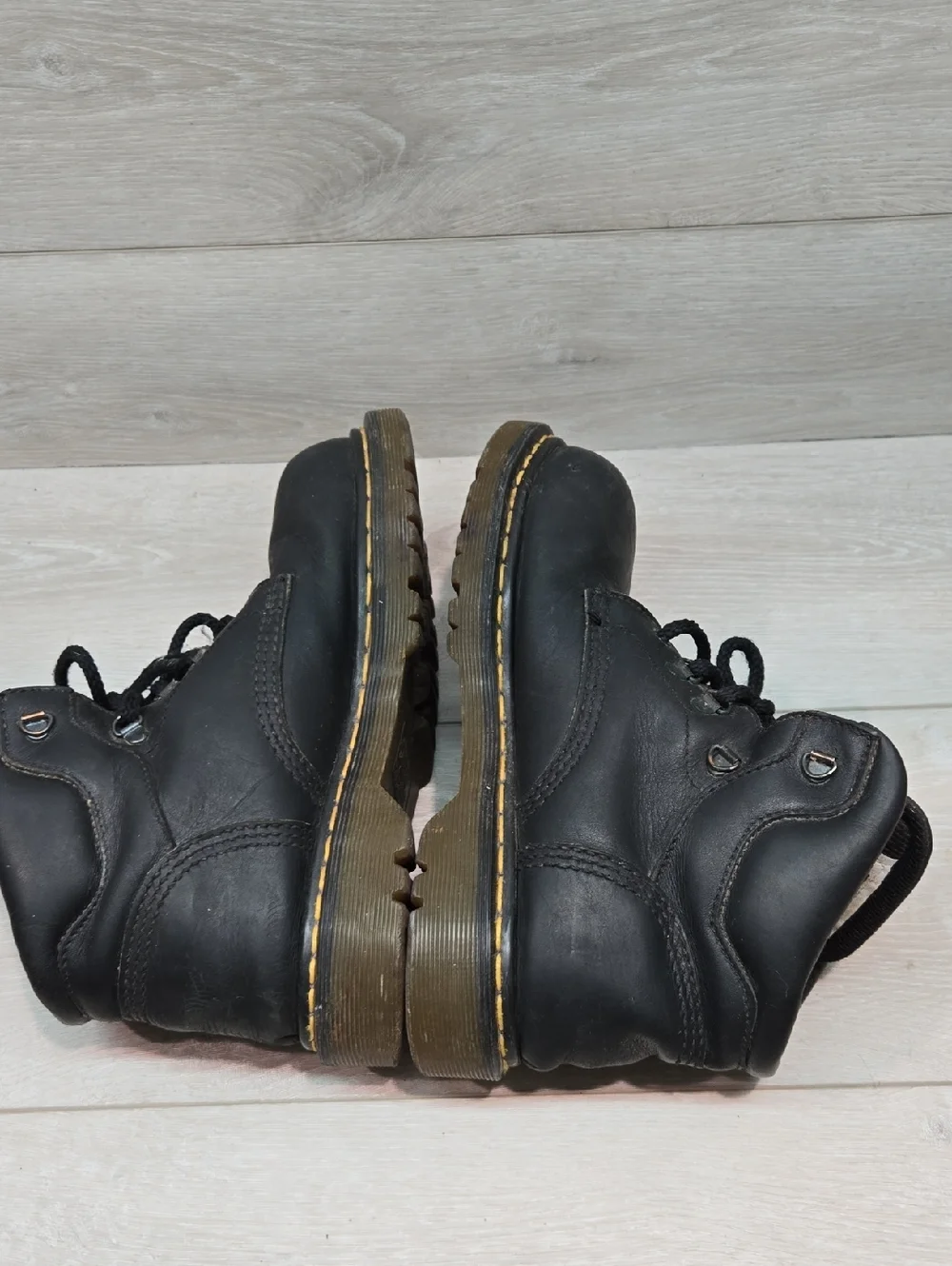 Vintage Dr.Doc.Martens Mens 7735 Black Lace-Up Steel Toe Work Boots Sz UK 7 US 8